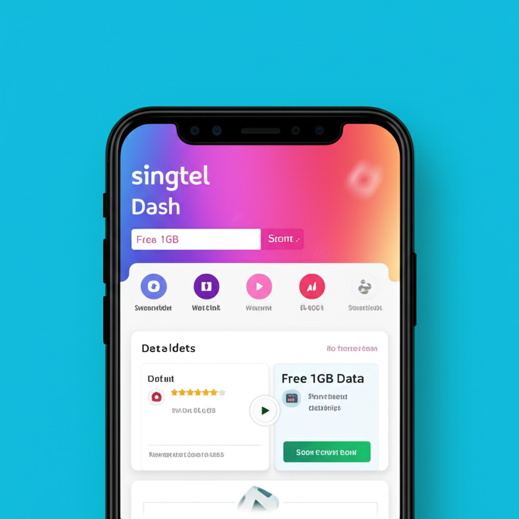 Generate a high-quality, relevant image prompt for an article about: Singtel Dash Free 1GB: Stunning