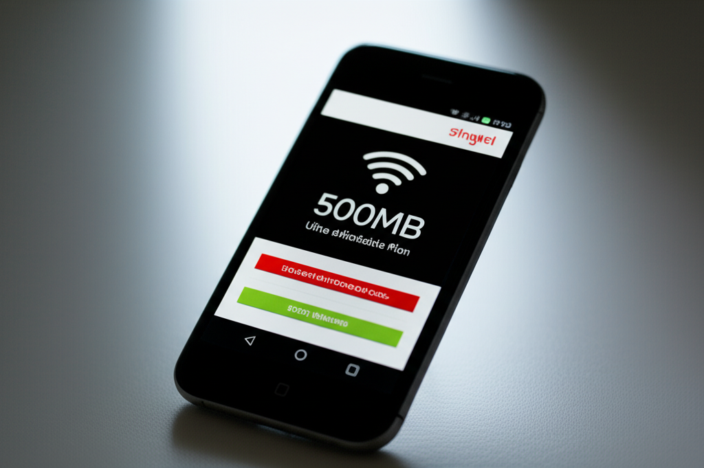 Generate a high-quality, relevant image prompt for an article about: Singtel mobile broadband 500MB: