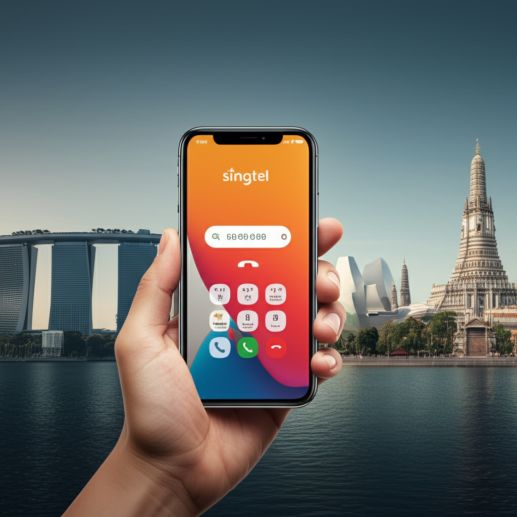 Generate a high-quality, relevant image prompt for an article about: Call Thailand from Singapore: E