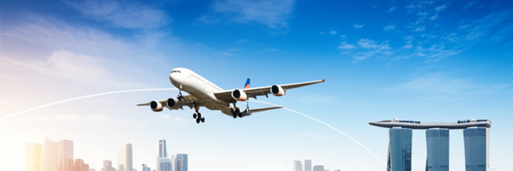 Generate a high-quality, relevant image prompt for an article about: Singapore to Auckland Flight Ti