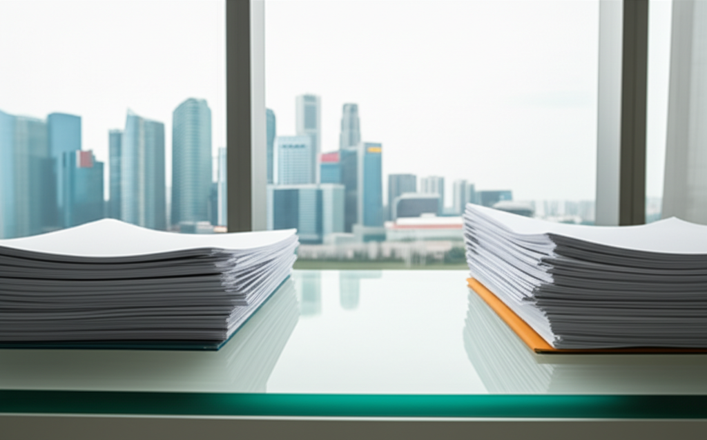 Generate a high-quality, relevant image prompt for an article about: Singapore Divorce: File Without